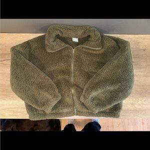 SO Olive Green Sherpa Jacket